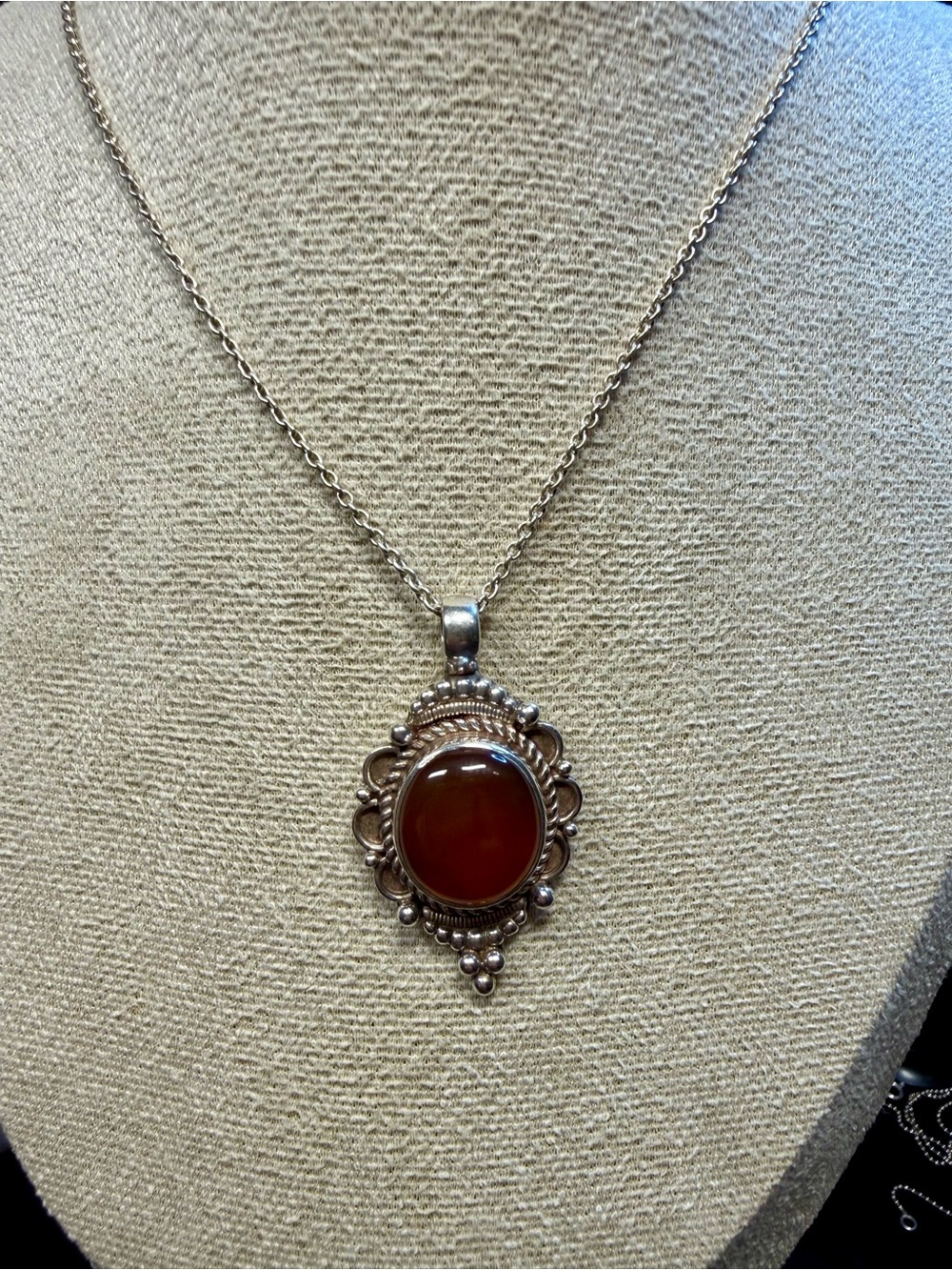 Carnelian 925 Sterling Silver Pendant Necklace